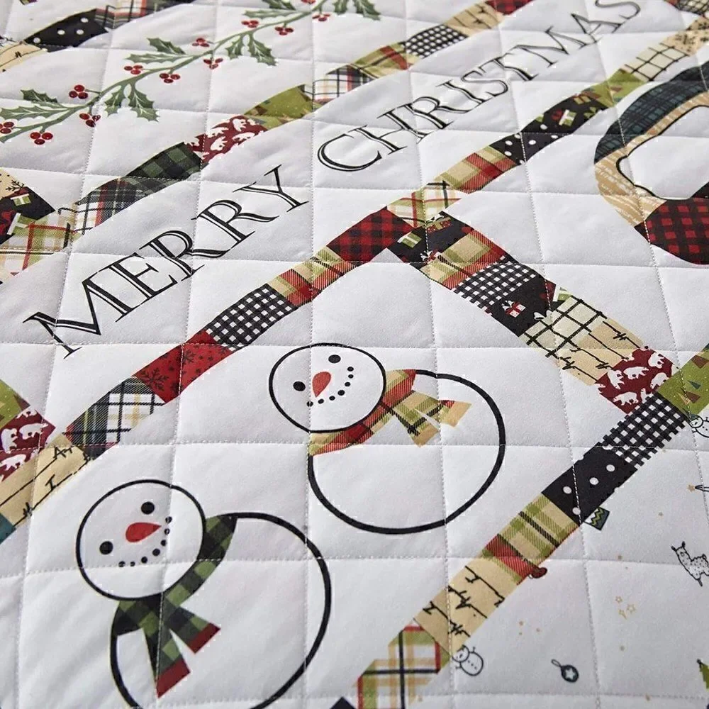 NEW!! Merry Christmas Farmhouse KING Quilt Set